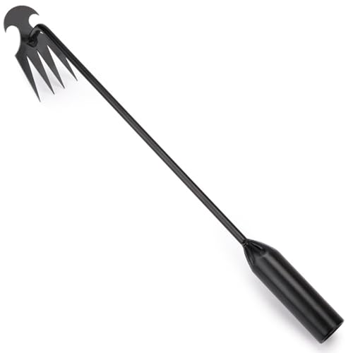 CHENRI Foxyle Weed Puller, Unkraut Entferner Gerät Edelstahl, 50cm Manueller Unkrautjäter, 4 Zahn Unkrautjäter Verbesserte Gartenarbeit Hand Unkrautstecher für Garten, Hinterhof, Bauernhof (Schwarz) von CHENRI