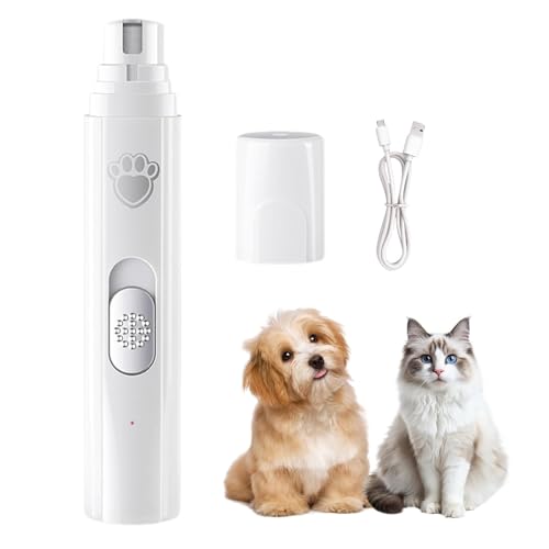 CHENRI KrallenSchleifer Pro Set - Schmerzfreier Nagelschleifer fur Hunde, Krallenschleifer für Hunde, 2-Gang Wiederaufladbare Elektrische Krallenschere für Große, Mittelgroße und Kleine Hunde (Weiß) von CHENRI