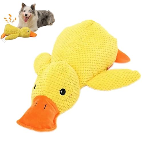 CHENRI Quack-Quack Duck Dog Toy, Hundespielzeug, Robustes Enten-Hundespielzeug, Hundespielzeug Quietschend, Plüsch Stoff Spielzeug für Hund, Interaktives Kauspielzeug Spielzeug für Hunde (Gelb) von CHENRI