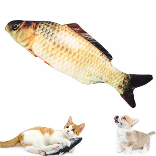 CHENRI Vibrating Fish for Dogs, Fisch Hundespielzeug, Katzenspielzeug Fisch Selbstbeschäftigung Elektrisch mit Katzenminze, Interaktives Simulation Waschbares Katzen Spielzeug für Hund Katze ﻿ (A) von CHENRI