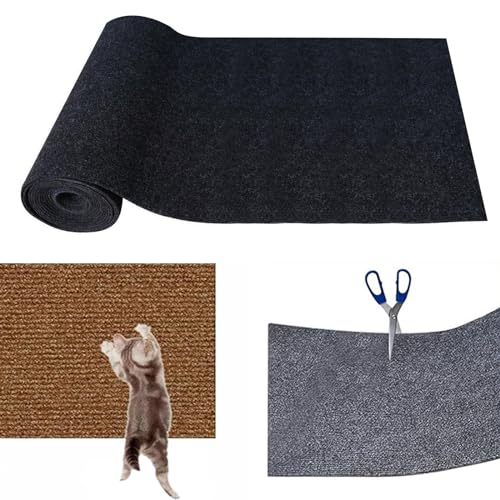 Cat Scratching Mat, Kratzmatte für Katzen, Selbstklebend Kratzmatte Katze, DIY Trimmbarer Teppich Matte Pad Katzenkratzbretter, Katzenteppich für Kratzbaum, Katzenkratzmatte für Katzenwand (Black, M) von CHENRI