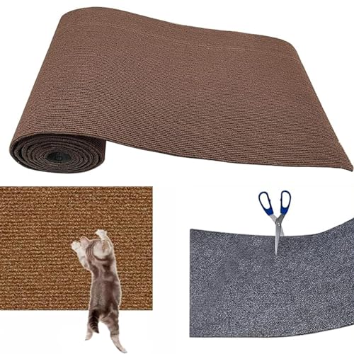 Cat Scratching Mat, Kratzmatte für Katzen, Selbstklebend Kratzmatte Katze, DIY Trimmbarer Teppich Matte Pad Katzenkratzbretter, Katzenteppich für Kratzbaum, Katzenkratzmatte für Katzenwand (Braun, M) von CHENRI