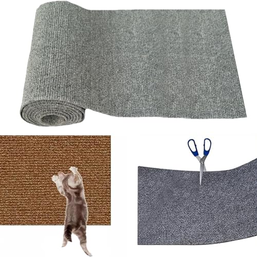 Cat Scratching Mat, Kratzmatte für Katzen, Selbstklebend Kratzmatte Katze, DIY Trimmbarer Teppich Matte Pad Katzenkratzbretter, Katzenteppich für Kratzbaum, Katzenkratzmatte für Katzenwand (H-grau, L) von CHENRI