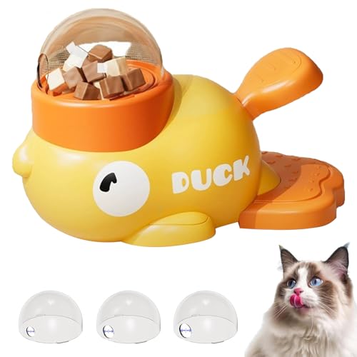 Cat Slot Machine Treat Dispenser, 2 in 1 Interaktive Futterspender Katzen Hunde, Entenform Hund Slow Feeder Spielzeug, Hundespielzeug Intelligenz, Lustige Futterspender Spielzeug für Haustier (Gelb) von CHENRI