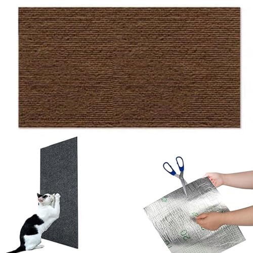 Kratzmatte für Katzen, Selbstklebend Kratzteppich Katze Wand, DIY Trimmbarer Kratzmatte Katze, Katze Kratzschutz Katzenkratzmatte, Katzenkratzbretter, Katzenkratzer für Kratzbaum (Braun, L) von CHENRI