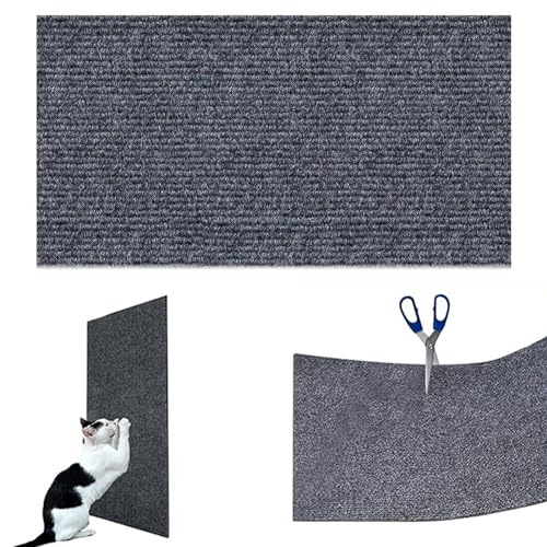 Kratzmatte für Katzen, Selbstklebend Kratzteppich Katze Wand, DIY Trimmbarer Kratzmatte Katze, Katze Kratzschutz Katzenkratzmatte, Katzenkratzbretter, Katzenkratzer für Kratzbaum (Dunkelgrau, L) von CHENRI