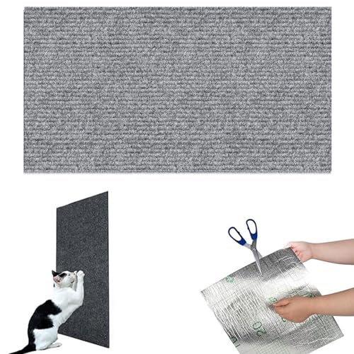 Kratzmatte für Katzen, Selbstklebend Kratzteppich Katze Wand, DIY Trimmbarer Kratzmatte Katze, Katze Kratzschutz Katzenkratzmatte, Katzenkratzbretter, Katzenkratzer für Kratzbaum (Hellgrau, L) von CHENRI