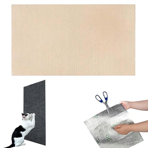 Kratzmatte für Katzen, Selbstklebend Kratzteppich Katze Wand, DIY Trimmbarer Kratzmatte Katze, Katze Kratzschutz Katzenkratzmatte, Katzenkratzbretter, Katzenkratzer für Kratzbaum (Khaki, L) von CHENRI