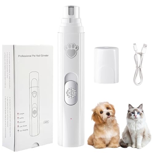 Concertchop Dog Nail Grinder, 2025 Verbesserte Krallenschleifer für Hunde, Leiser Schmerzfreies Elektrischer Wiederaufladbarer Haustiere Nagelschneider mit 2 Geschwindigkeitsstufen für Hunde (Weiß) Concertchop Dog Nail Grinder, 2025 Verbesserte Krallenschleifer für Hunde, Leiser Schmerzfreies Elektrischer Wiederaufladbarer Haustiere Nagelschneider mit 2 Geschwindigkeitsstufen für Hunde (Weiß) von CHENRI