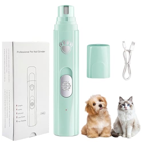 Concertchop Dog Nail Grinder, 2025 Verbesserte Krallenschleifer für Hunde, Leiser Schmerzfreies Elektrischer Wiederaufladbarer Haustiere Nagelschneider mit 2 Geschwindigkeitsstufen für Hunde (Grün) von CHENRI