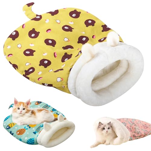 Cozy Pet Nest for Cats and Dogs, 55 * 45cm Selbstwärmendes Katzenbett, Großer Kuschelsack, Katzenschlafsack, Weiches Plüsch Katzen Kuschelhöhle, 360° Warmes Haustierbett für Katzen und Hunde (C, 1) von CHENRI
