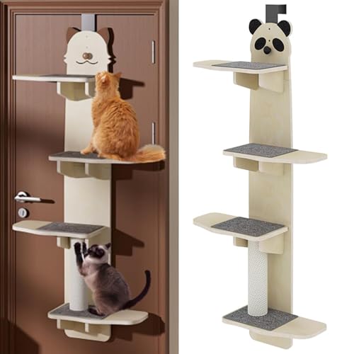 Door Hanging Cat Shelf, Tür hängende Katze Regal, 4-Etagen Kletterwand Katzen Set, Katzenregale und Sitzstangen für Wand, Katzen Wandregale, Katzenwandmöbel, Kletterregal Spielplatz für Katze (C, 1) Door Hanging Cat Shelf, Tür hängende Katze Regal, 4-Etagen Kletterwand Katzen Set, Katzenregale und Sitzstangen für Wand, Katzen Wandregale, Katzenwandmöbel, Kletterregal Spielplatz für Katze (C, 1) von CHENRI