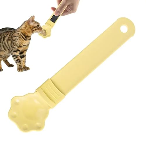 Futterautomat für Katzen, Leckerli Quetschlöffel für Katzen, Katzen Leckerlies Fütterungslöffel Futterspender, Katzensnack Quetschen Löffel, Multifunktionale Futterlöffel für Haustiere (Gelb) von CHENRI