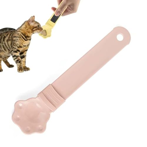 Futterautomat für Katzen, Leckerli Quetschlöffel für Katzen, Katzen Leckerlies Fütterungslöffel Futterspender, Katzensnack Quetschen Löffel, Multifunktionale Futterlöffel für Haustiere (Rosa) von CHENRI