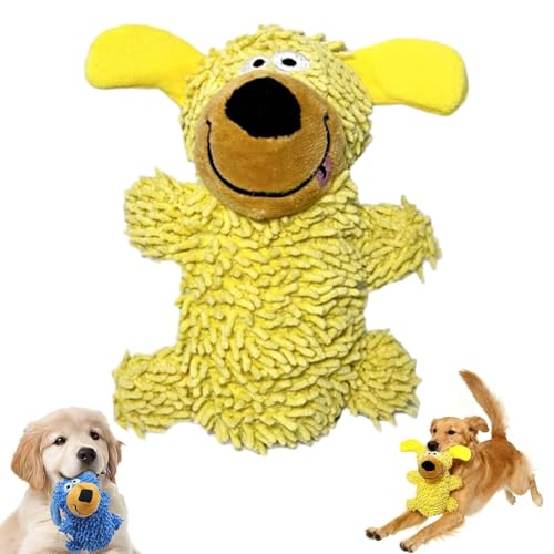 Ipawsplus Squeaky Dog Plush Toy, Quietschendes Plüschtier für Hunde, Unzerstörbares Kauspielzeug für Hund Welpen, Interaktives Spielzeug für kleine und mittelgroße Hunde (Gelb) von CHENRI