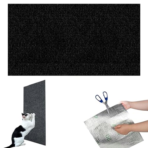 Kratzmatte für Katzen, Selbstklebend Kratzteppich Katze Wand, DIY Trimmbarer Kratzmatte Katze, Katze Kratzschutz Katzenkratzmatte, Katzenkratzbretter, Katzenkratzer für Kratzbaum (Schwarz, M) von CHENRI