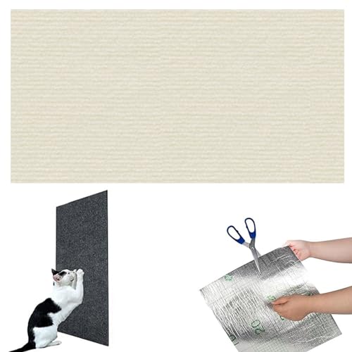 Kratzmatte für Katzen, Selbstklebend Kratzteppich Katze Wand, DIY Trimmbarer Kratzmatte Katze, Katze Kratzschutz Katzenkratzmatte, Katzenkratzbretter, Katzenkratzer für Kratzbaum (Weiß, M) von CHENRI