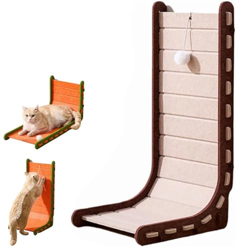 Mellowkin Cat Scratcher Felt, Mellowkin Katzenkratzer Filz, L förmige Kratzpappe für Katzen, Dreieckiger Kratzbaum Katzenhaus mit Ballspielzeug, Interaktives Katzenspielzeug für Katzen (A-Braun) von CHENRI