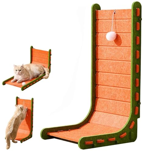 Mellowkin Cat Scratcher Felt, Mellowkin Katzenkratzer Filz, L förmige Kratzpappe für Katzen, Dreieckiger Kratzbaum Katzenhaus mit Ballspielzeug, Interaktives Katzenspielzeug für Katzen (A-Orange) von CHENRI