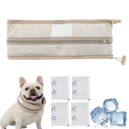 Petzymart Cool Loop, Petzymart Cooling Collar, Petzymart Kühlhalsband, Kühlkragen für Hunde, Haustier Eisschal mit Eisbeutel, Sommer-Kühlschal für kleine, mittlere und große Hunde (Braun, M) von CHENRI