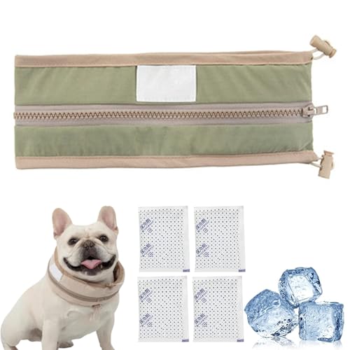 Petzymart Cool Loop, Petzymart Cooling Collar, Petzymart Kühlhalsband, Kühlkragen für Hunde, Haustier Eisschal mit Eisbeutel, Sommer-Kühlschal für kleine, mittlere und große Hunde (Grün, M) von CHENRI