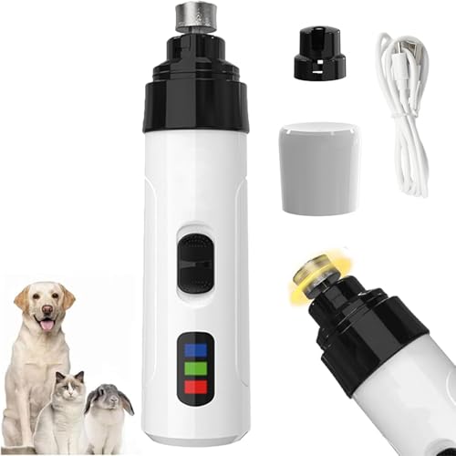Heusom Silent Pro Nail Grinder, Heusom Silent Pro for Hunde, Krallenschleifer für Hunde mit LED, Wiederaufladbarer Hund Krallenfeile mit 2 Geschwindigkeiten, Kabellos Krallenschneider für Hunde Katzen von CHENRI