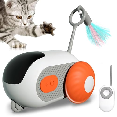 Schwerkraft Lauf Sportwagen Spielzeug, Katzenspielzeug Elektrisch Katzenball mit Fernbedienung, Interaktives bewegendes Katzenball, 2 Modi Intelligenter automatischer Spielzeug für Katzen (Orange) von CHENRI