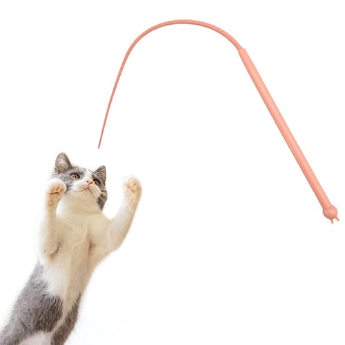 Silicone Simulate Tail Cat Wand, Silikon Katzenspielzeug Feder, Magisches Silikon-Schwanzspielzeug, Interaktives Katzenstab-Spielzeug, Katzen Teaser Spielzeug, Übungsspielzeug für Kätzchen (Rosa) von CHENRI