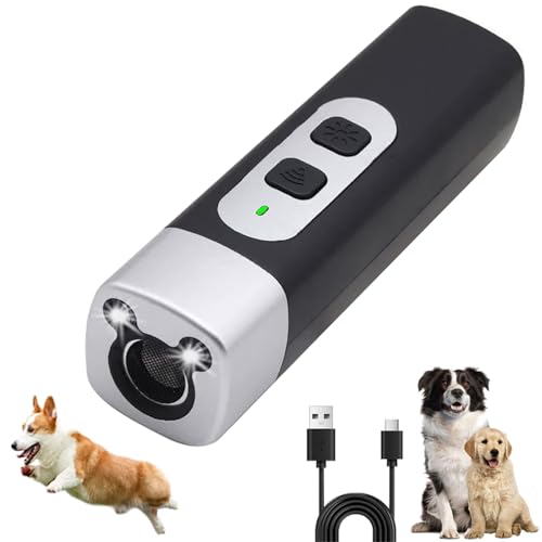 The Barklee Pro, Barklee Barking Control, Ruhemeister Pro - Schonendes Ultraschall - Training Fur Ruhiges Zuhause, Anti Bell Gerät Hunde Wiederaufladbar mit LED-Taschenlampe für Innen Außen (Schwarz) von CHENRI