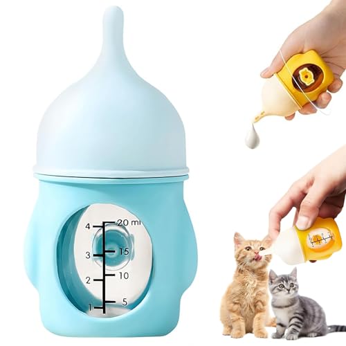 Visulong Leak-Proof Squeezable Kitten Bottle, Auslaufsichere Quetschflasche für Katzen, Aufzuchtflasche Katze, Welpenmilch für Hunde, Haustier Milchflasche für Welpen und Kätzchen (Blau, 20ml) von CHENRI