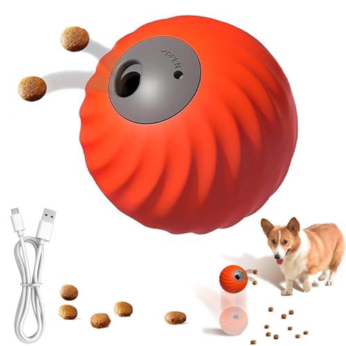 Zoomie Buddy 2.0, Zoomie Buddy Hundespielzeug, Intelligenzspielzeug für Hunde mit Futterspender, Automatische Rollende Hundeball, wiederaufladbare Interaktives Hundespielzeug für Hunde (Orange) von CHENRI
