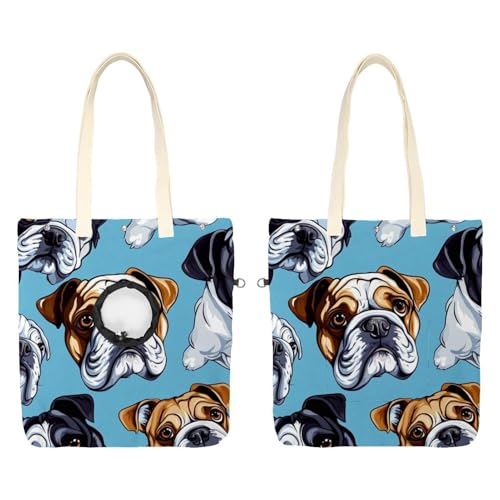 _Bulldog (2) Haustier Umhängetasche, Canvas Umhängetasche Hundetrager, tragbare Katze kleine Tragetasche Brusttasche von CHENZZZZ