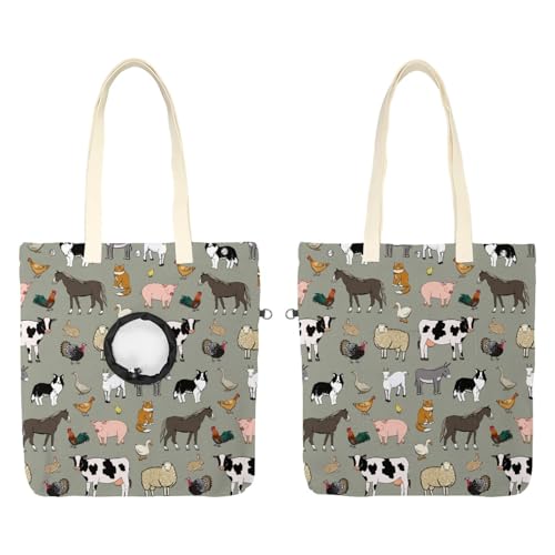 CHENZZZZ Bauernhoftiere, Schwein, Kuh, Haustier-Schultertasche, Leinen-Umhängetasche, Hundetragetasche, tragbare Katze, kleine Tragetasche CHENZZZZ Bauernhoftiere, Schwein, Kuh, Haustier-Schultertasche, Leinen-Umhängetasche, Hundetragetasche, tragbare Katze, kleine Tragetasche von CHENZZZZ