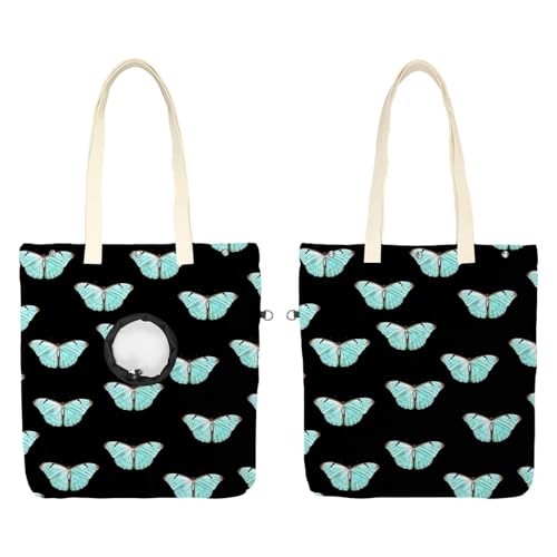 CHENZZZZ Schultertasche aus Segeltuch mit Schmetterling auf schwarzem Hintergrund, niedliche Katzentragetasche, tragbare Tragetasche für Kleintierbedarf, Outdoor-Reisen CHENZZZZ Schultertasche aus Segeltuch mit Schmetterling auf schwarzem Hintergrund, niedliche Katzentragetasche, tragbare Tragetasche für Kleintierbedarf, Outdoor-Reisen von CHENZZZZ