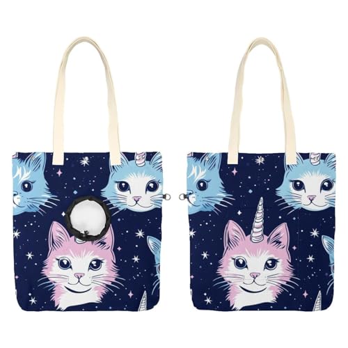 CHENZZZZ Show Head Pet Canvas Umhängetasche, Sweet Cat Unicorn (1) Pet Out Bag, Outcrop, Pet Out Umhängetasche von CHENZZZZ