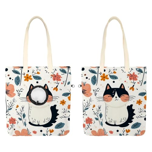 CHENZZZZ Show Head Pet Canvas Umhängetasche Cute Cat Flower (38) Pet Out Bag Outcrop Pet Out Umhängetasche von CHENZZZZ