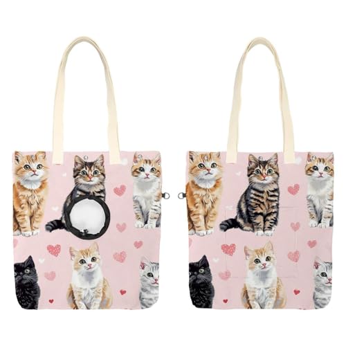 Cute Cats (1) Pet Canvas Shoulder Carrying Bag, Cat Carrier, Portable Kitten & Puppy Tote, Comfort Carriers for Small Pets von CHENZZZZ