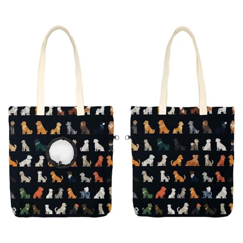 Flache Dogicons Haustier-Schultertasche aus Segeltuch, niedliche Katzentragetasche, Handtasche, tragbare Tragetasche für kleine Tiere, Outdoor-Reisen von CHENZZZZ