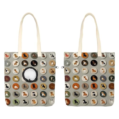 Flat Dogicons (1) Haustier-Schulter-Tragetasche, Canvas-Umhängetasche, Hundetragetasche, tragbare Katze, kleine Tragetasche, Brusttasche von CHENZZZZ