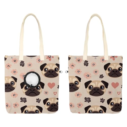 Handfreie Tragetasche mit Mops-Gesicht, Blume, Katze, Umhängetasche, Umhängetasche für den Außenbereich und Reisen von CHENZZZZ