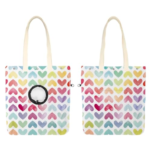Heart Valentinstag Haustier Canvas Umhängetasche Niedliche Katze Tragetasche Handtasche Tragbare Tragetasche Hund Tragetasche für Kleintierbedarf Outdoor Reisen von CHENZZZZ