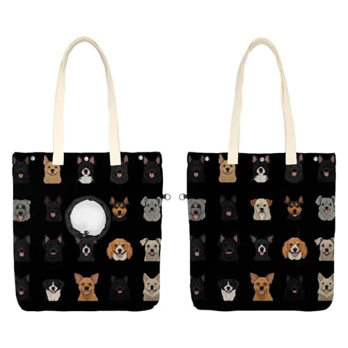 Hunderassen Cartoon (3) Haustier Schulter Tasche, Leinwand Schulter Tasche Hund Träger, Tragbare Katze Kleine Tote Brust Tasche von CHENZZZZ
