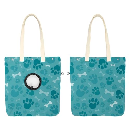 Hundetragetasche aus Segeltuch mit Fußabdrücken für Haustiere, niedliche Katzentragetasche, tragbare Tragetasche für Kleintierbedarf, Outdoor-Reisen von CHENZZZZ
