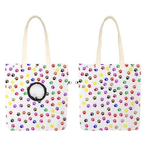Hundetragetasche mit Fußabdrücken für Haustiere, Segeltuch, Schultertasche, Tragetasche, tragbare Katze, kleine Tragetasche von CHENZZZZ