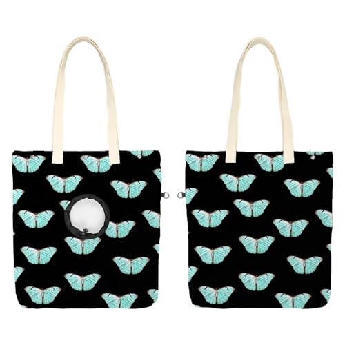 Katzen-Out-Tasche mit Schmetterling auf schwarzem Hintergrund, freihändige Show-Kopf-Katzen-Tragetasche, Katzenhalte-Schultertasche für Outdoor-Reisen von CHENZZZZ