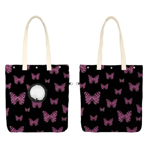 Katzen-Out-Tasche mit Schmetterling auf schwarzem Hintergrund, freihändige Show-Kopf-Katzen-Tragetasche, Katzenhalte-Schultertasche für Outdoor-Reisen von CHENZZZZ
