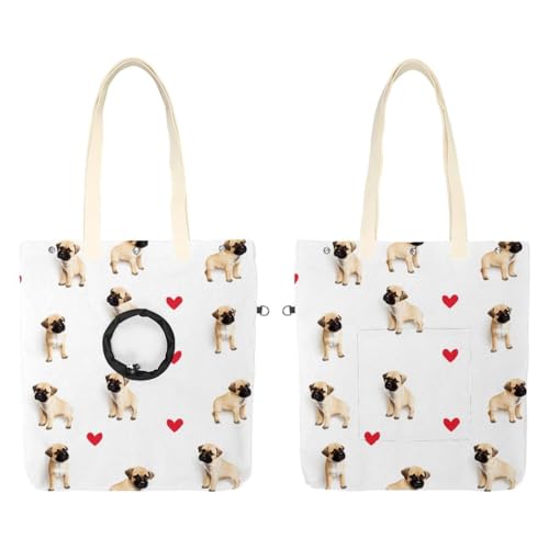 Kleine braune Hunde mit roten Herzen, Katzen-Out-Tasche, freihändiger Show-Kopf-Katzen-Tragetasche, Katzenhalte-Schultertasche für Outdoor-Reisen von CHENZZZZ