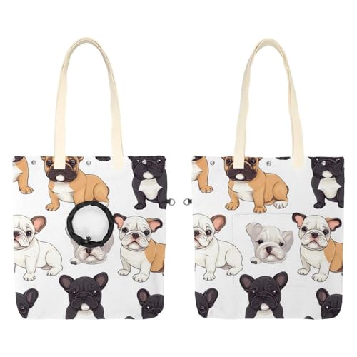 Niedliche Cartoon-Schultertasche für Hunde und Welpen, aus Leinen, tragbare Tragetasche für Kätzchen und Welpen, bequeme Tragetasche für kleine Haustiere von CHENZZZZ