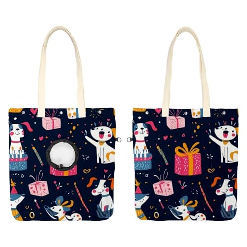 Niedliche lustige Hunde und Geschenke (14) Haustier Canvas Umhängetasche Niedliche Katze Tragetasche Handtasche Tragbare Tragetasche Hund Tragetasche für Kleintierbedarf Outdoor Reisen von CHENZZZZ