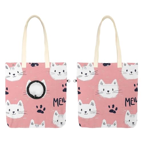Niedliche weiße Katzenkopfpfote (3) Haustier-Schultertasche, Canvas-Umhängetasche, Hundetragetasche, tragbare kleine Katzentasche, Brusttasche von CHENZZZZ